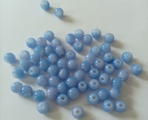 Skleněné kuličky 6mm - 20 ks - imitace jadeitu