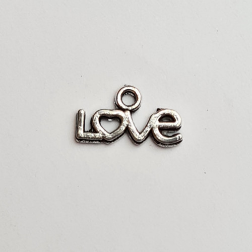 Přívěsek - nápis Love se srdcem 11x5 mm, 10 ks
