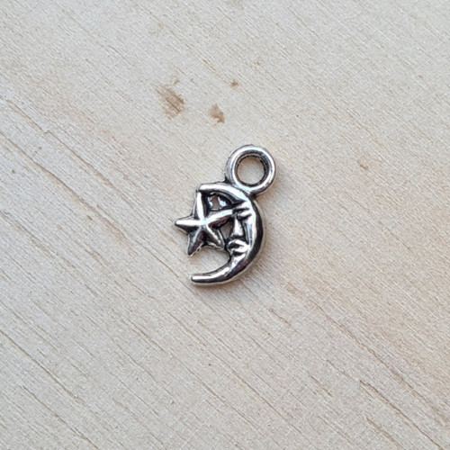 Přívěsek - měsíček s hvězdičkou 12x7 mm, 5 ks