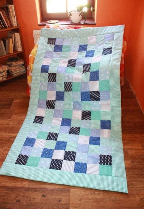 Tyrkysovo modrý ..přehoz či přikrývka patchwork