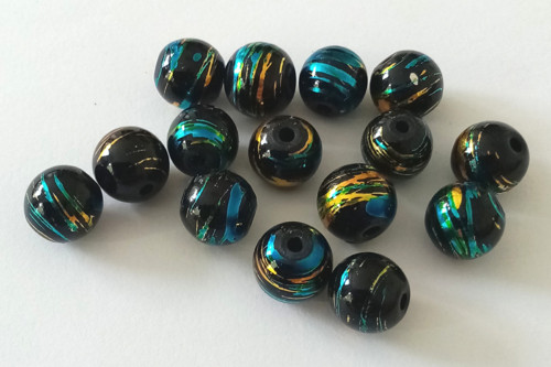 Skleněné cosmic kuličky 10mm -10 ks — foto 1
