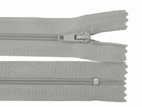 1ks šedá světlá spirálový zip šíře 3 mm délka 18
