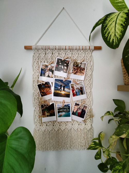 Macramé fotostěna / nástěnka na fotky Něžná