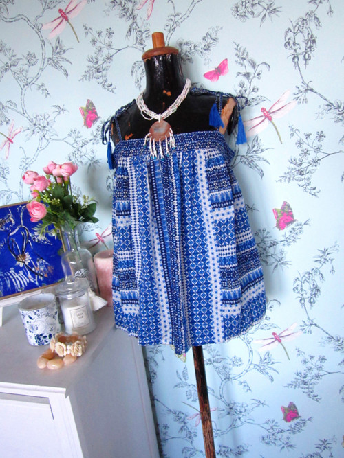 Top boho modrobílý — foto 1