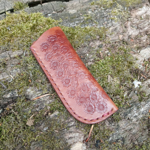 Opaskové pouzdro na nůž opinel N°8 koňak kytky