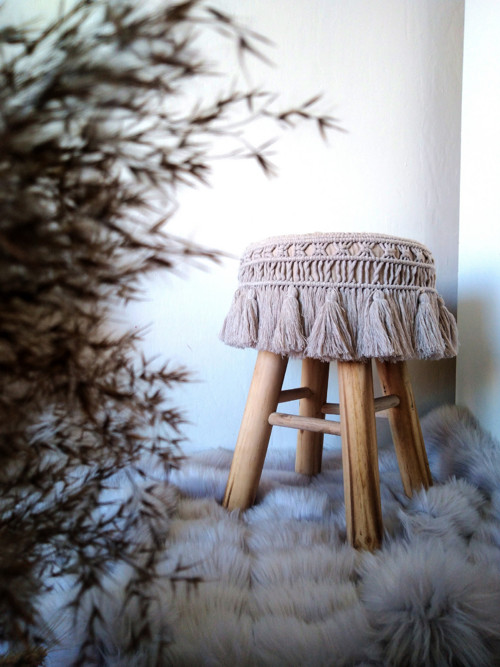 Macramé stolička lněná/přírodní