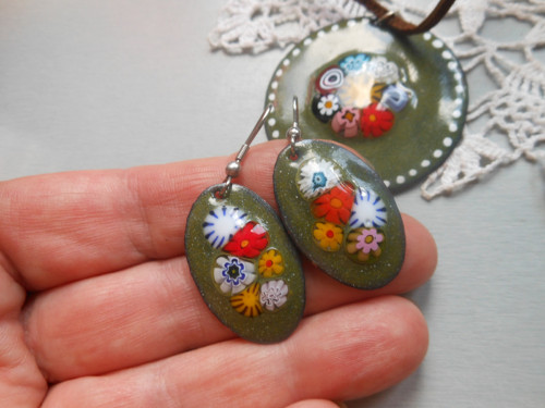 Náušnice millefiori — foto 1