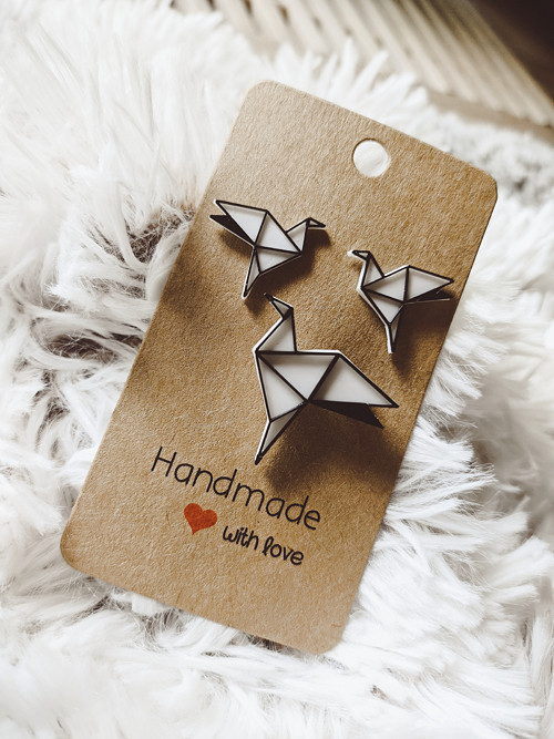 Sada brož a náušnice Pták Origami