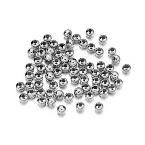 Distanční korálek kovový platinový 2/3/4mm, 50ks