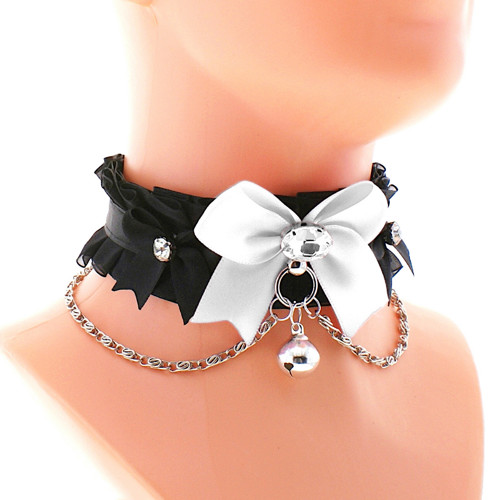 Kittenplay collar saténový obojek s řetízkem 547