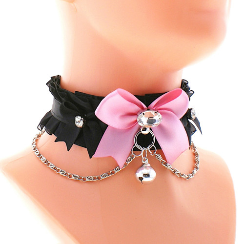 Kittenplay collar saténový obojek s řetízkem 5474