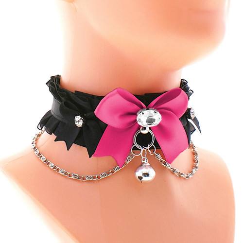 Kittenplay collar saténový obojek s řetízkem 547