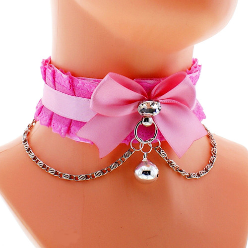 Kittenplay collar bdsm obojek s řetízkem 577