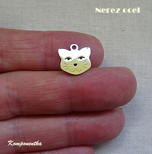 Přívěšek kočička nerez ocel 12x12mm 1kus