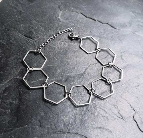 Ocelový náramek*hexagony*výrazný
