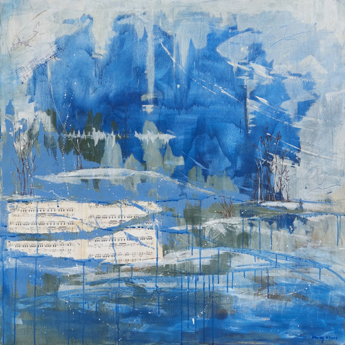 ZIMNÍ BALADA, originální obraz 100 x 100 cm