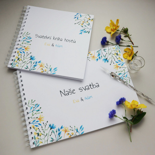 Louka modrožlutá - svatební kniha hostů nebo album