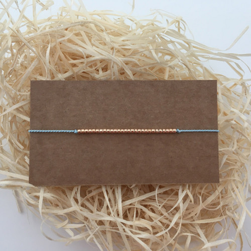 Náramek BASIC SILK Rosegold - light blue