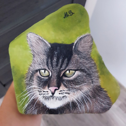 Na přání - Malovaný kamínek Kočička — foto 1