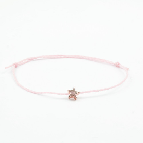 Náramek světle růžový s hvězdičkou rose gold