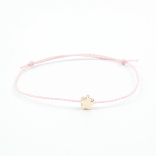 Náramek světle růžový s kytičkou rose gold
