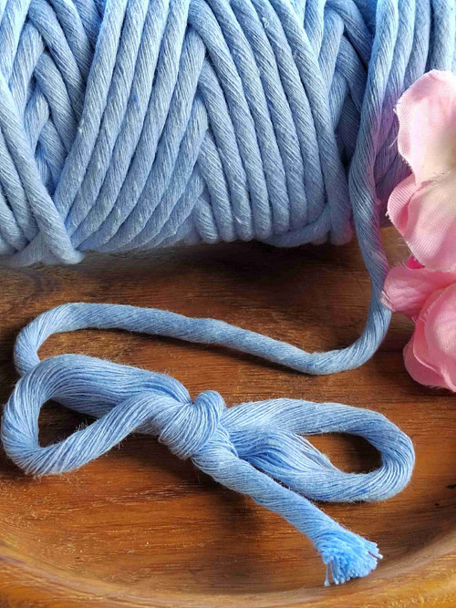 Bavlněná šňůra macrame Ø5 mm světle modrá