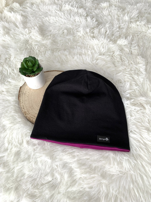Čepice ČERNÁ + FUCHSIE