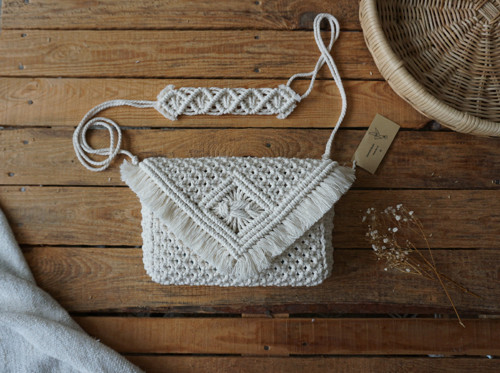 Macramé kabelka Natural (L) — foto 1
