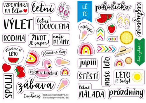 České průhledné samolepky Léto