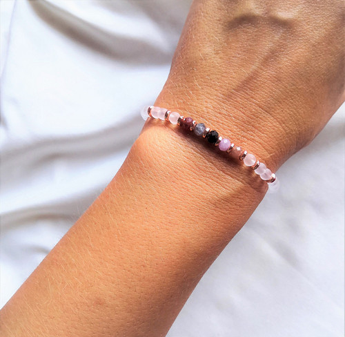 Přírodní spinel*kříšťál*hematit rosegold*náramek