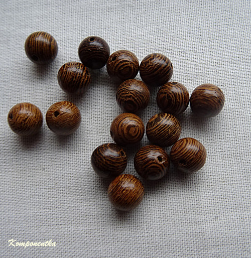 Korálky Wenge tropické dřevo 8mm 17kusů