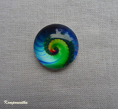 Skleněný kabošon se spirálou 20mm 1kus