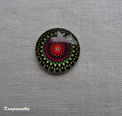 Skleněný kabošon s mandalou 20mm 1kus