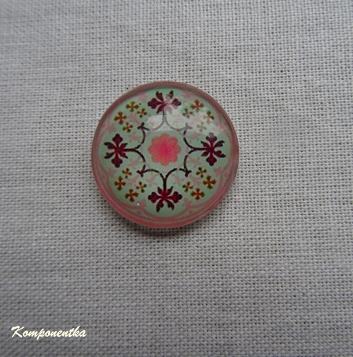 Skleněný kabošon s mandalou 20mm 1kus