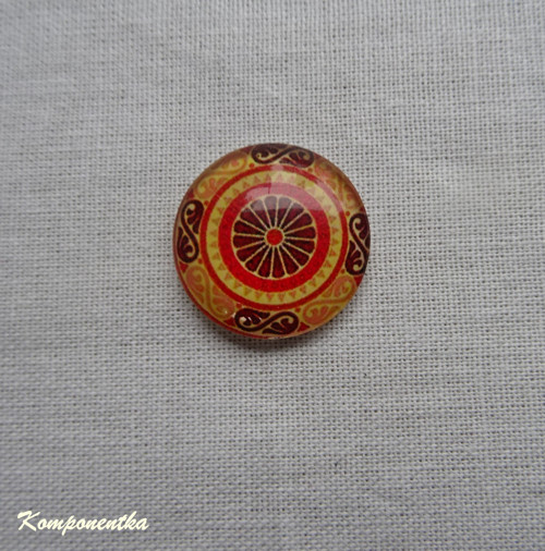 Skleněný kabošon s mandalou 20mm 1kus