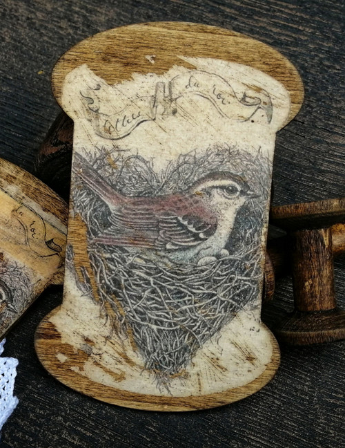 Špulky - vintage špulka plochá "Ptáček"