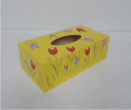 Krabička na kapesníky-žlutá-tulipán