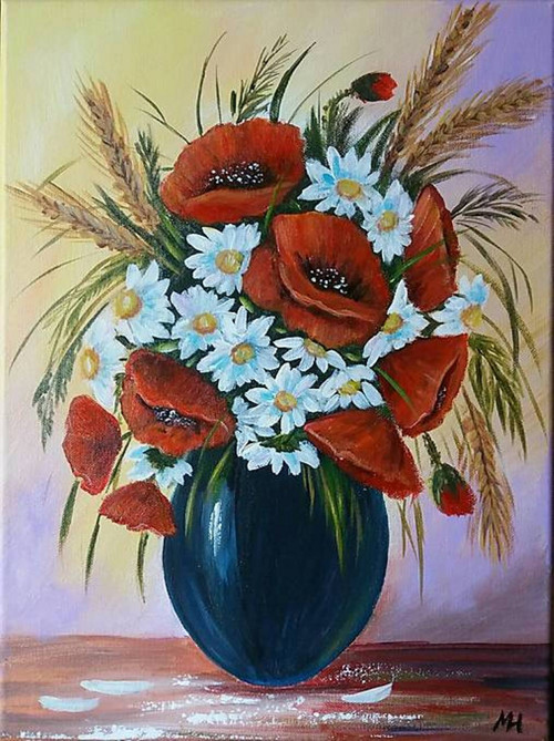 Poľná kytica vo váze - 30x40 cm
