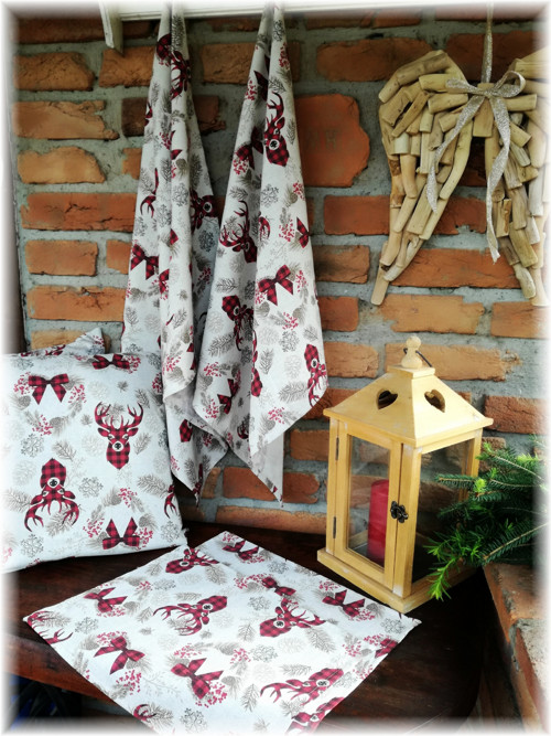 Běhoun na stůl 150x40 jeleni na režné