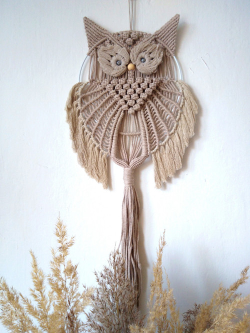 Macramé sova, amulet