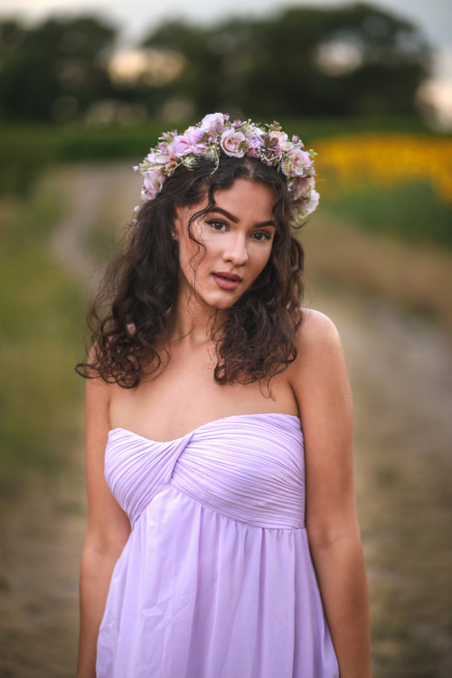 Boho velký květinový věneček fialový