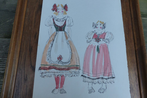 Návrh divadelního kostýmu - originál, tuš, akvarel