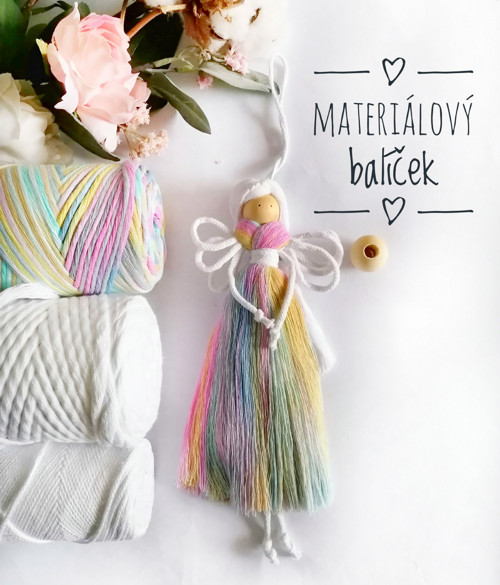 Materiálový balíček... Macrame andělka DUHOVÁ