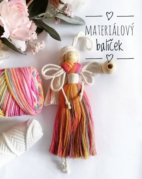 Materiálový balíček... Macrame andělka DUHOVÁ