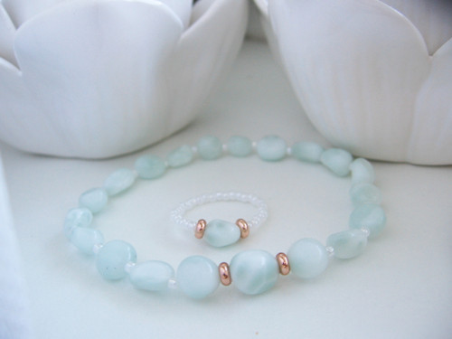 Shine náramek a prstýnek • Larimar • — foto 1