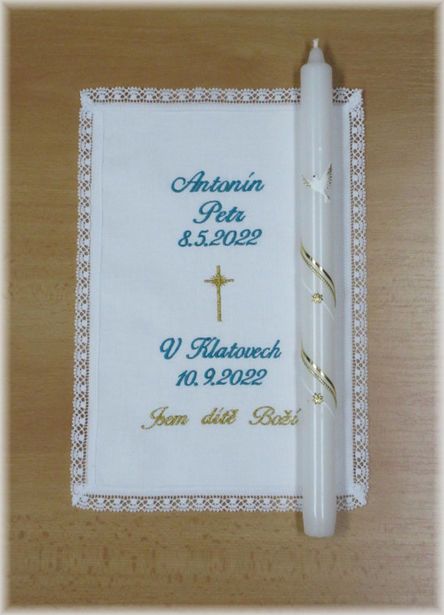 Křestní sada 2D - rouška, svíce