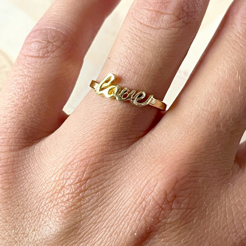 Stříbrný zlacený prsten LOVE Ag925