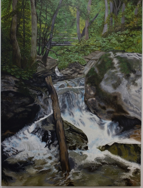 Ručně malovaný obraz horský potok 80x60 cm