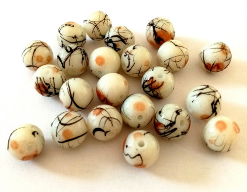 Skleněné kuličky batika 10mm - 10 ks