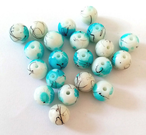 Skleněné kuličky batika 10mm - 10 ks